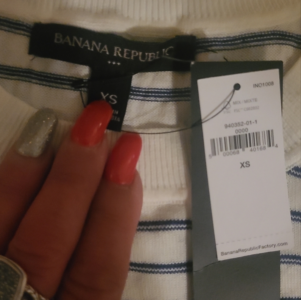 XS NEW W TAGS BANANA REPUBLIC SWEATER JERSEY STRIPED - Picture 5 of 6